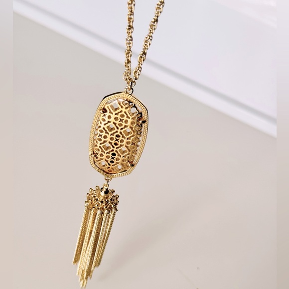 KENDRA SCOTT Rayne Long Gold Filigree Tassel Pendant Necklace - Picture 5 of 11